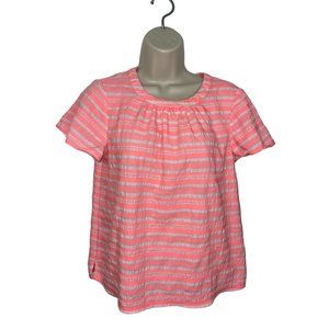 Cece Women's Small Flutter Sleeve Stripe Blouse with Keyhole Back